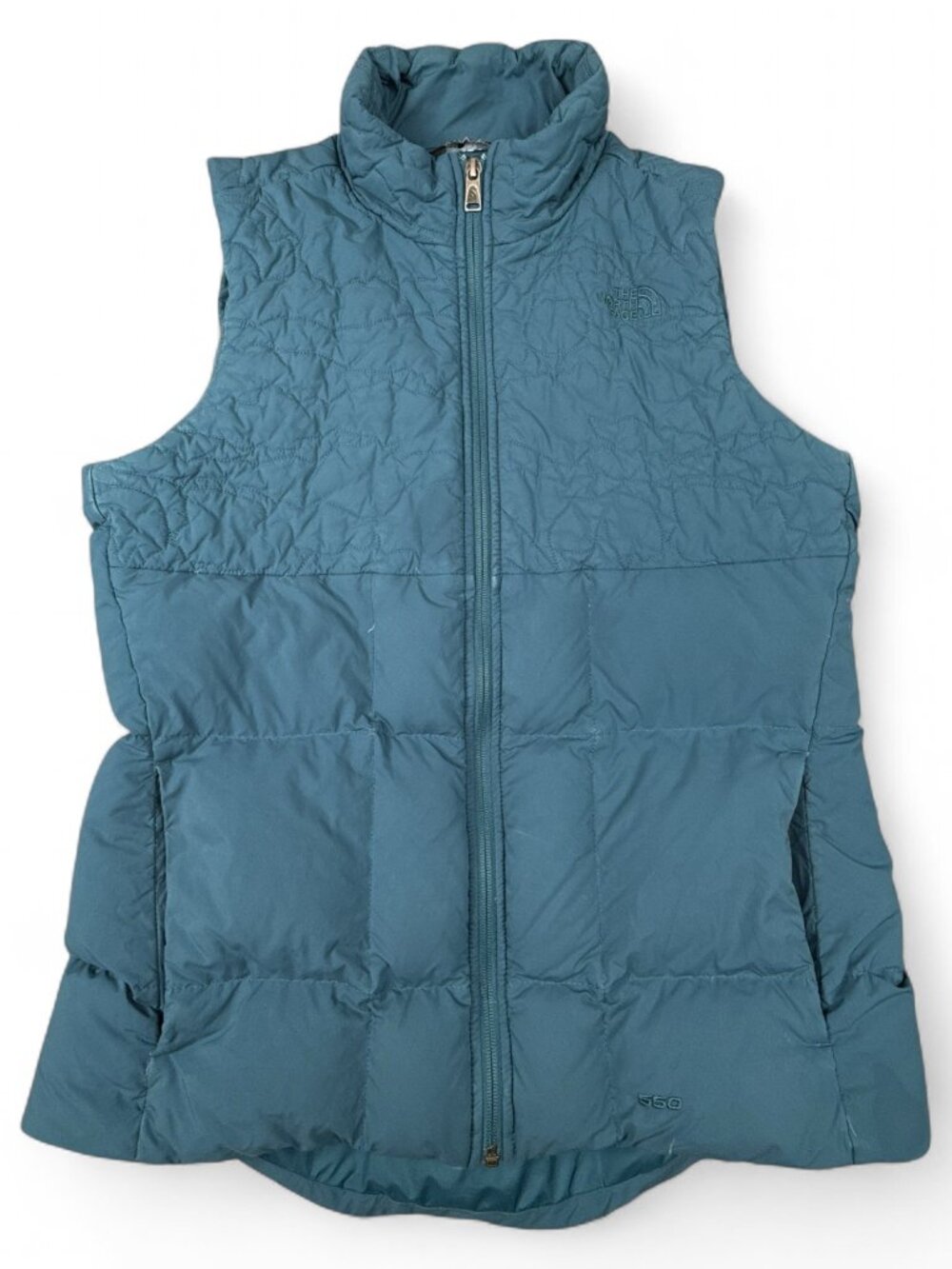 The North Face Nuptse 550 Puffer Vest Women's L Teal Blue Goose Down
